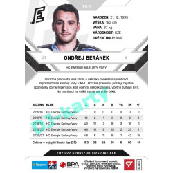 2021/22 Sportzoo TIPSPORT ELH #190 Ondřej Beránek