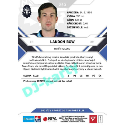2021/22 Sportzoo TIPSPORT ELH #253 Landon Bow