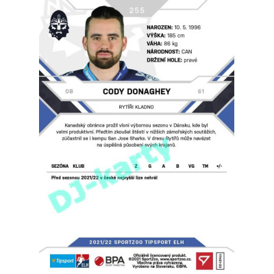 2021/22 Sportzoo TIPSPORT ELH #255 Cody Donaghey