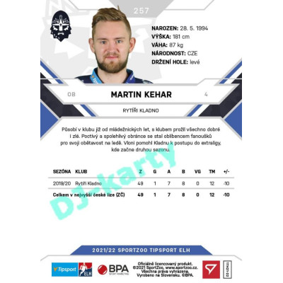 2021/22 Sportzoo TIPSPORT ELH #257 Martin Kehar