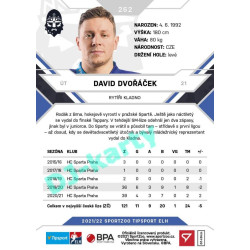 2021/22 Sportzoo TIPSPORT ELH #262 David Dvořáček