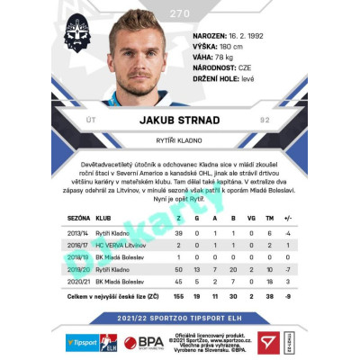 2021/22 Sportzoo TIPSPORT ELH #270 Jakub Strnad