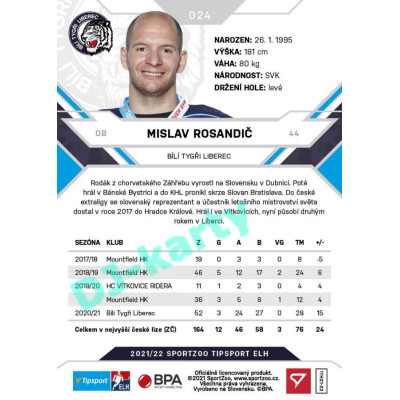2021/22 Sportzoo TIPSPORT ELH #024 Mislav Rosandič