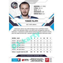 2021/22 Sportzoo TIPSPORT ELH #029 Tomáš Filippi