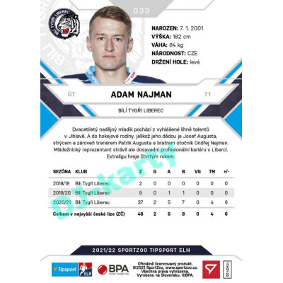 2021/22 Sportzoo TIPSPORT ELH #033 Adam Najman