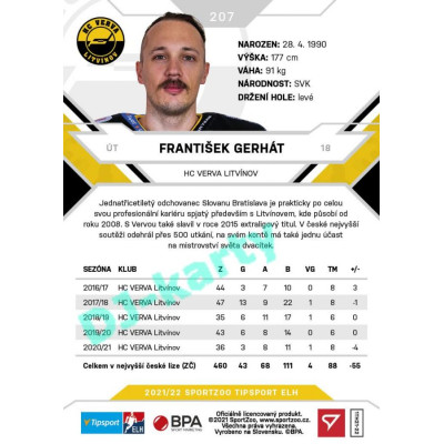 2021/22 Sportzoo TIPSPORT ELH #207 František Gerhát