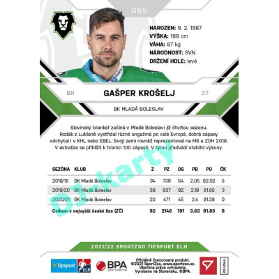 2021/22 Sportzoo TIPSPORT ELH #055 Gašper Krošelj