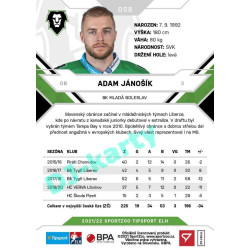 2021/22 Sportzoo TIPSPORT ELH #058 Adam Jánošík