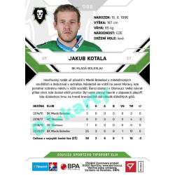 2021/22 Sportzoo TIPSPORT ELH #068 Jakub Kotala