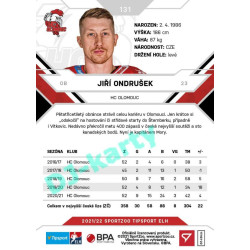 2021/22 Sportzoo TIPSPORT ELH #131 Jiří Ondrušek