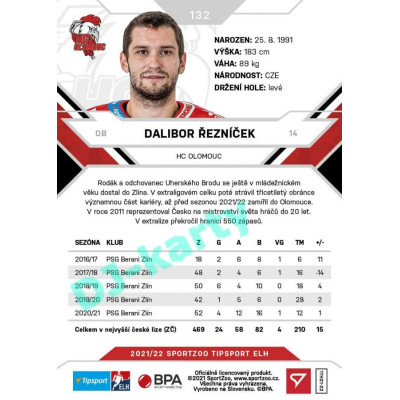 2021/22 Sportzoo TIPSPORT ELH #132 Dalibor Řezníček