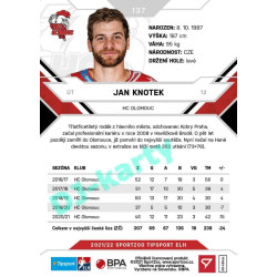 2021/22 Sportzoo TIPSPORT ELH #137 Jan Knotek