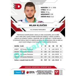 2021/22 Sportzoo TIPSPORT ELH #092 Milan Klouček