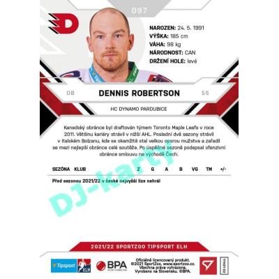 2021/22 Sportzoo TIPSPORT ELH #097 Dennis Robertson