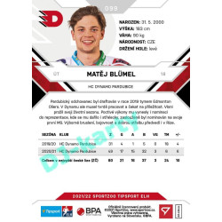 2021/22 Sportzoo TIPSPORT ELH #099 Matěj Blümel