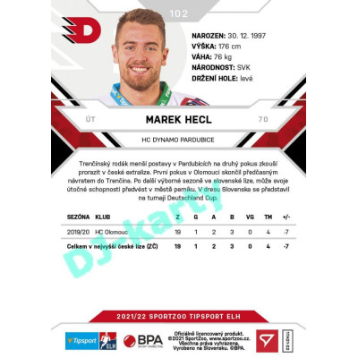 2021/22 Sportzoo TIPSPORT ELH #102 Marek Hecl