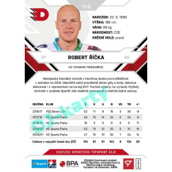 2021/22 Sportzoo TIPSPORT ELH #108 Robert Říčka