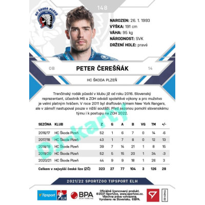 2021/22 Sportzoo TIPSPORT ELH #148 Peter Čerešňák