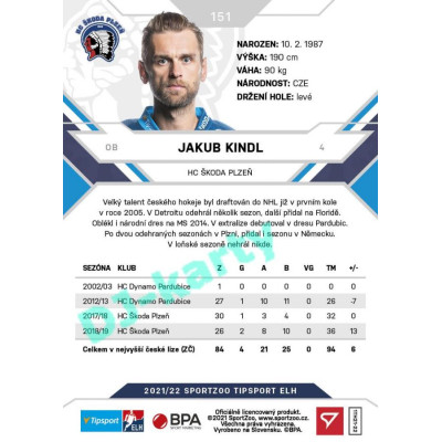 2021/22 Sportzoo TIPSPORT ELH #151 Jakub Kindl