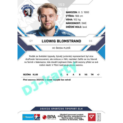 2021/22 Sportzoo TIPSPORT ELH #153 Ludwig Blomstrand