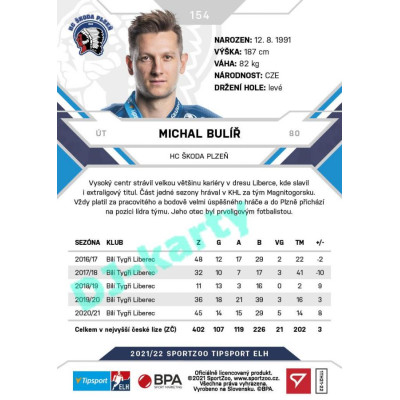 2021/22 Sportzoo TIPSPORT ELH #154 Michal Bulíř
