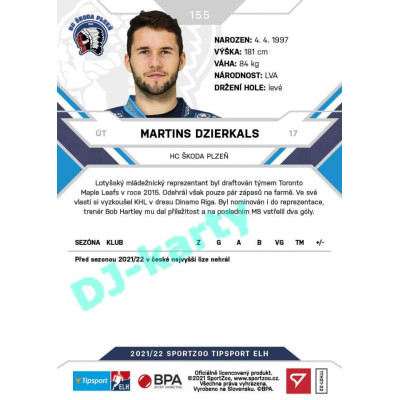 2021/22 Sportzoo TIPSPORT ELH #155 Martins Dzierkals