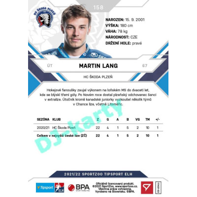 2021/22 Sportzoo TIPSPORT ELH #158 Martin Lang