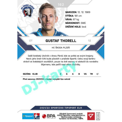 2021/22 Sportzoo TIPSPORT ELH #162 Gustaf Thorell