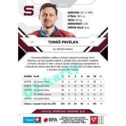 2021/22 Sportzoo TIPSPORT ELH #043 Tomáš Pavelka