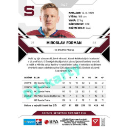 2021/22 Sportzoo TIPSPORT ELH #047 Miroslav Forman