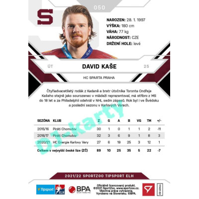 2021/22 Sportzoo TIPSPORT ELH #050 David Kaše