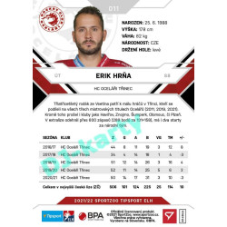 2021/22 Sportzoo TIPSPORT ELH #011 Erik Hrňa