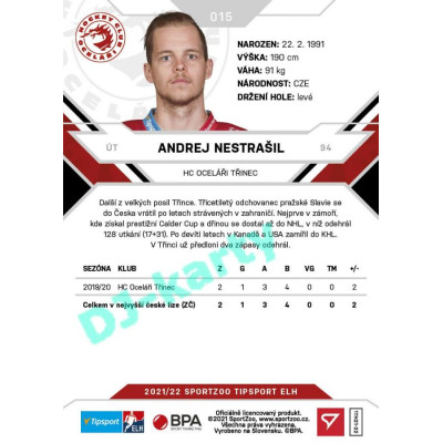 2021/22 Sportzoo TIPSPORT ELH #015 Andrej Nestrašil