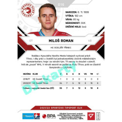 2021/22 Sportzoo TIPSPORT ELH #016 Miloš Roman