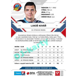 2021/22 Sportzoo TIPSPORT ELH #168 Lukáš Kovář
