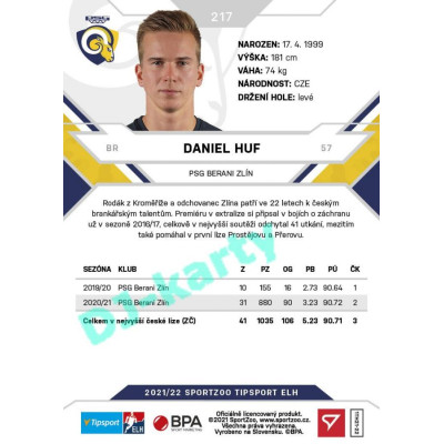 2021/22 Sportzoo TIPSPORT ELH #217 Daniel Huf
