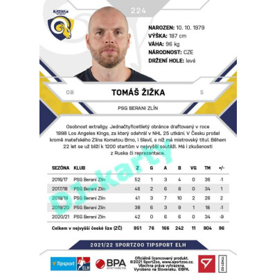 2021/22 Sportzoo TIPSPORT ELH #224 Tomáš Žižka