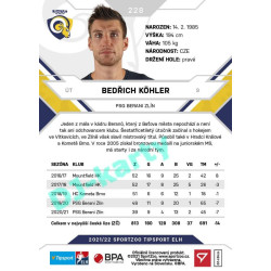2021/22 Sportzoo TIPSPORT ELH #228 Bedřich Köhler