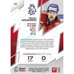 2024 Sportzoo Hokejové ČESKO #43 Michal Kovařčík