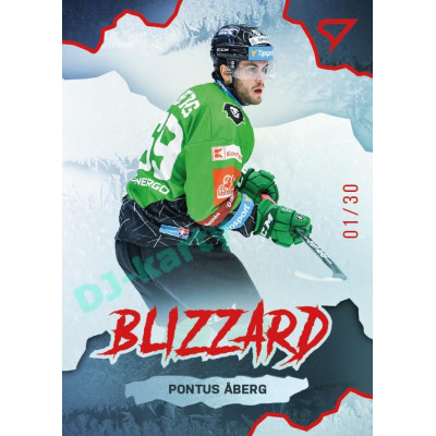 2022/23 Sportzoo ELH 1. série #BL-11 Pontus Aberg Blizzard Limited Red xx/30