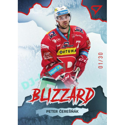 2022/23 Sportzoo ELH 1. série #BL-16 Peter Čerešňák Blizzard Limited Red xx/30