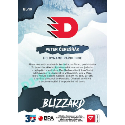 2022/23 Sportzoo ELH 1. série #BL-16 Peter Čerešňák Blizzard Limited Red xx/30