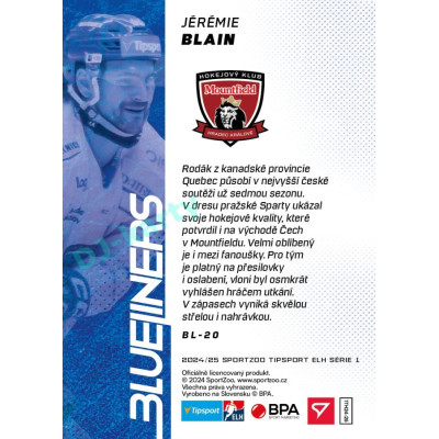 2024/25 Sportzoo ELH 1. serie #BL-20 Jérémie Blain Blueliners