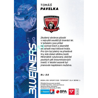 2024/25 Sportzoo ELH 1. serie #BL-22 Tomáš Pavelka Blueliners
