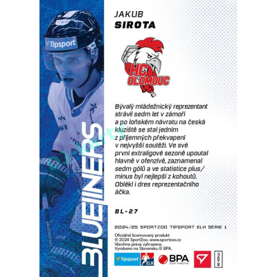 2024/25 Sportzoo ELH 1. serie #BL-27 Jakub Sirota Blueliners