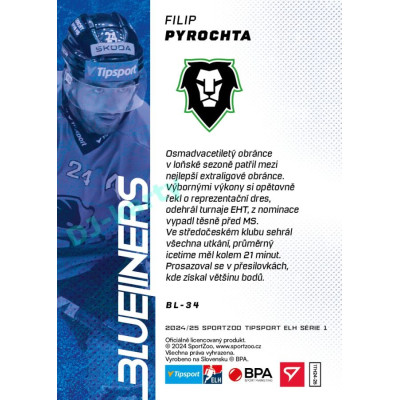2024/25 Sportzoo ELH 1. serie #BL-34 Filip Pyrochta Blueliners