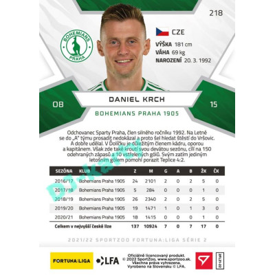 2021/22 Sportzoo Fortuna Liga 2. série #218 Daniel Krch
