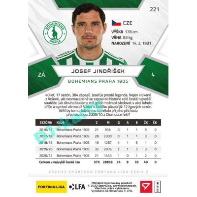 2021/22 Sportzoo Fortuna Liga 2. série #221 Josef Jindřišek