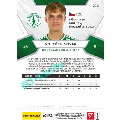 2021/22 Sportzoo Fortuna Liga 2. série #222 Vojtěch Novák
