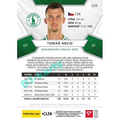 2021/22 Sportzoo Fortuna Liga 2. série #225 Tomáš Necid